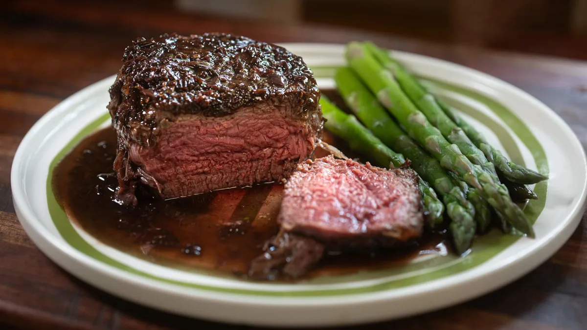 Beef fillet mignon with red wine jus and potato galette
