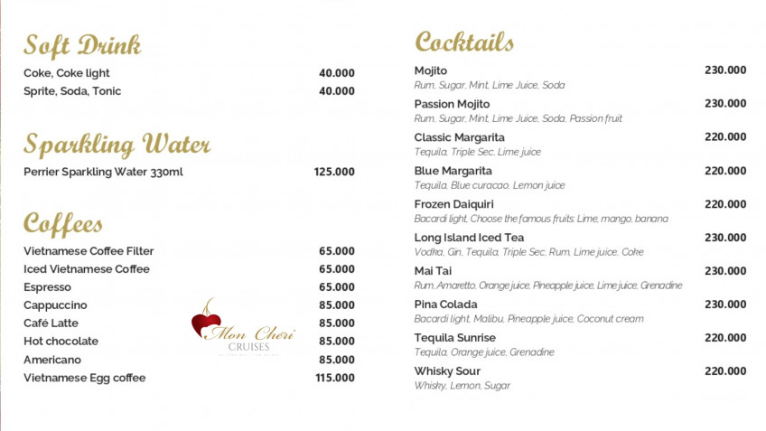 Drink Menu At Reasonable Price