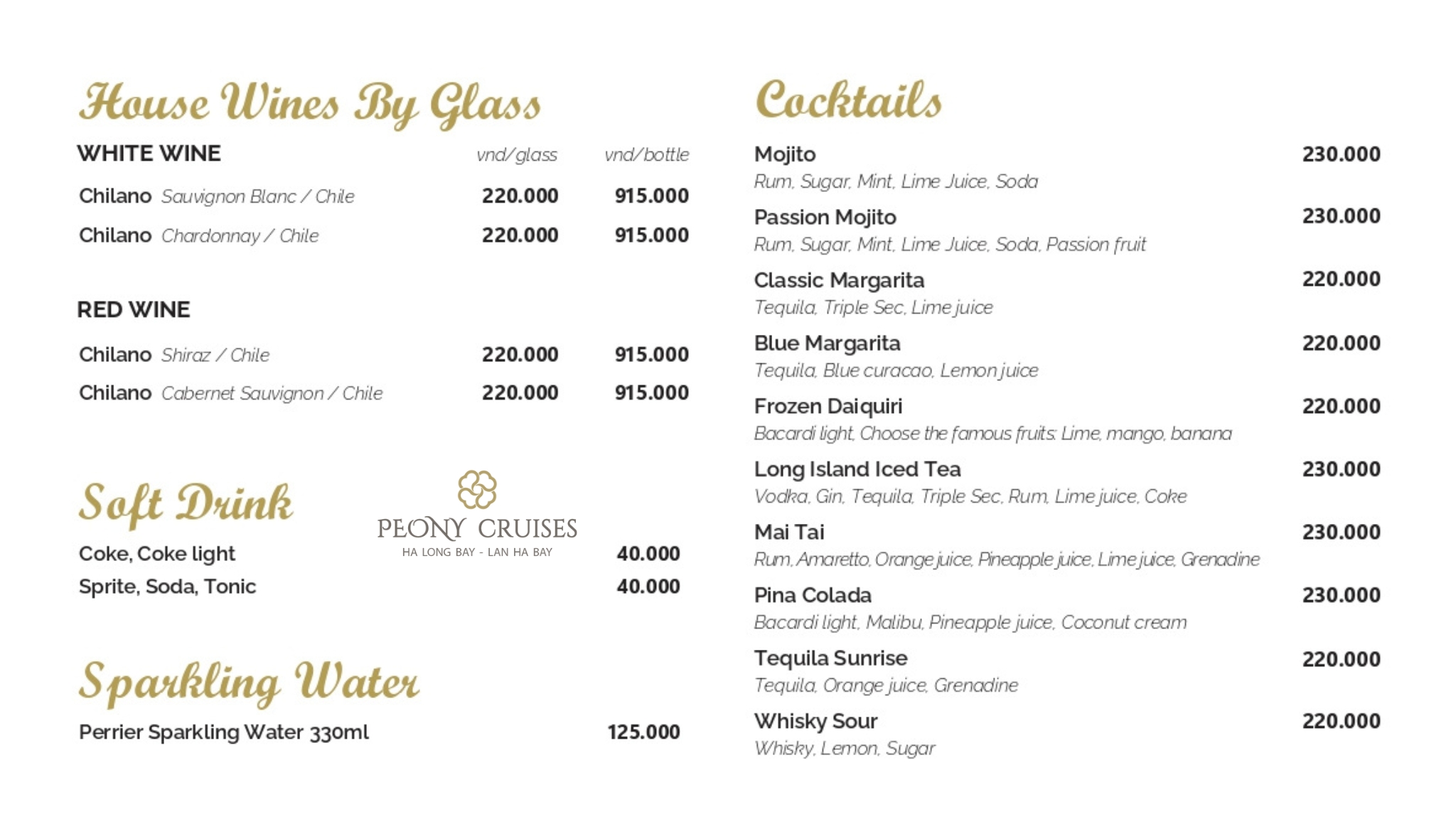 drinks menu