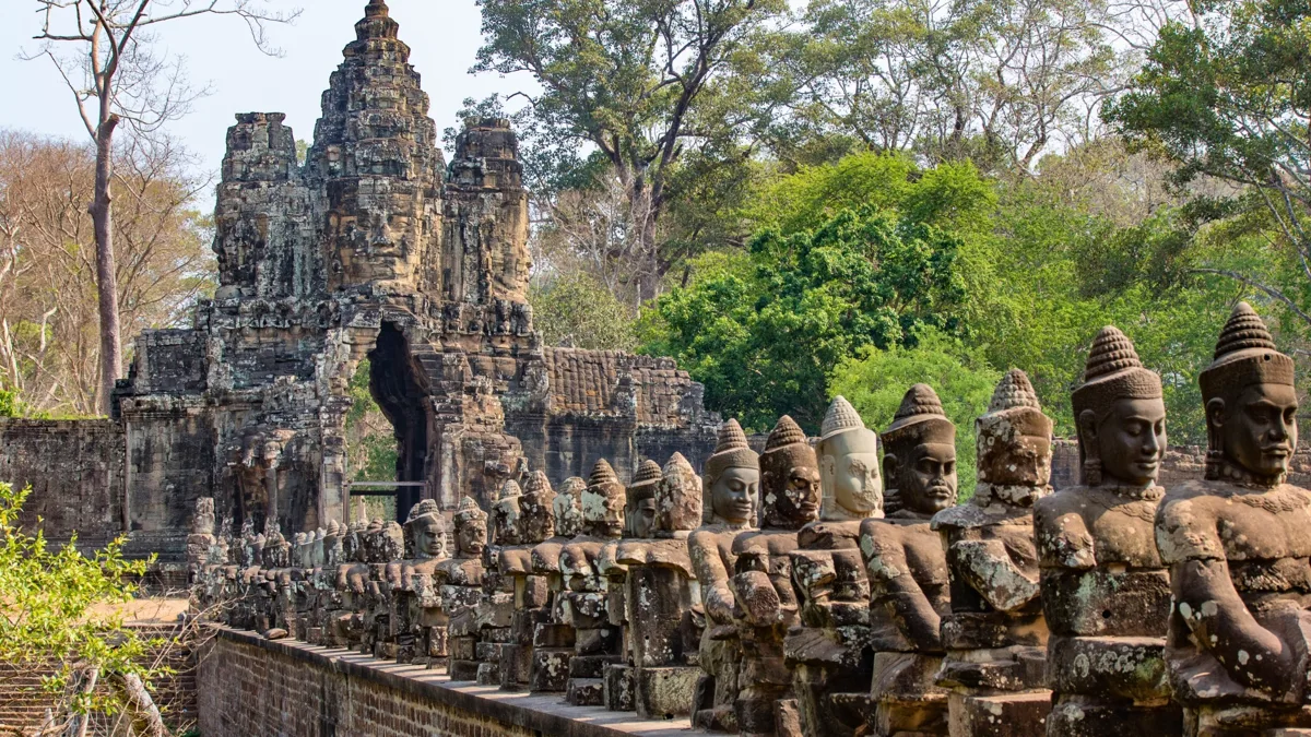 Luxury travel through Vietnam and Cambodia, featuring ancient temples and scenic bays.